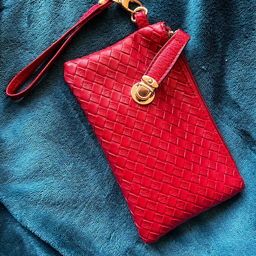 Elegant Red Woven Clutch